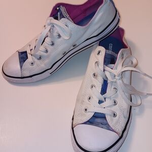 Converse All Star Double Tongue Sneakers/Shoes (654339F) White/Blue Junior Sz 6